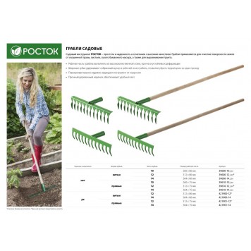 421900-12 | Грабли садовые с черенком, 12 витых зубцов, РОСТОК-1