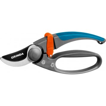 423457 | Секатор с двухкомпонентными эргономичными рукоятками, с эфесом, плоскостной, 210 мм, GRINDA P-57-0