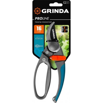 423457 | Секатор с двухкомпонентными эргономичными рукоятками, с эфесом, плоскостной, 210 мм, GRINDA P-57-4