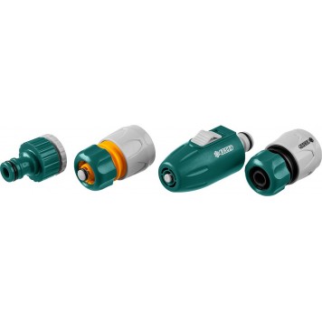 4255-55379B | Набор поливочный: наконечник регулир.,соединитель 1/2",соединитель с автостопом 1/2",адаптер внешний,1/2"x3/4", RACO-0