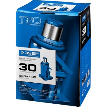 43060-30_z01 | Домкрат гидравлический бутылочный, 30т, 285-465мм, ЗУБР T50-4