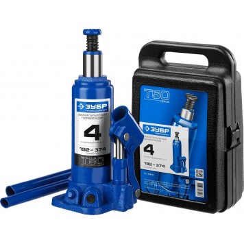 43060-4-K_z01 | Домкрат гидравлический бутылочный, 4т, 192-374мм, в кейсе, ЗУБР T50-0