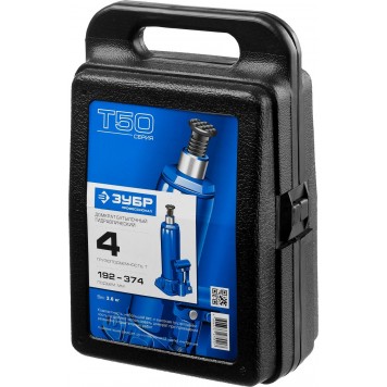 43060-4-K_z01 | Домкрат гидравлический бутылочный, 4т, 192-374мм, в кейсе, ЗУБР T50-4