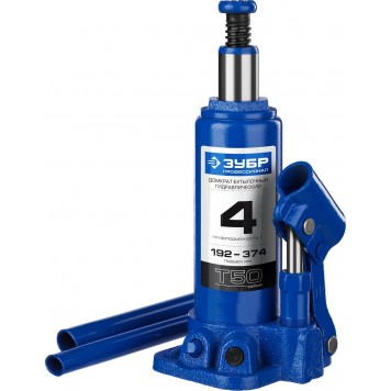 43060-4_z01 | Домкрат гидравлический бутылочный, 4т, 192-374мм, ЗУБР T50-0