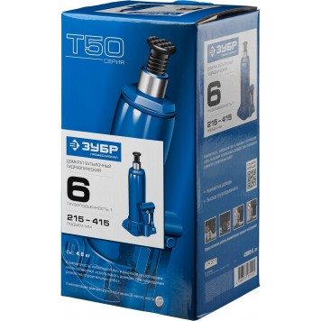 43060-6_z01 | Домкрат гидравлический бутылочный, 6т, 215-415мм, ЗУБР T50-4