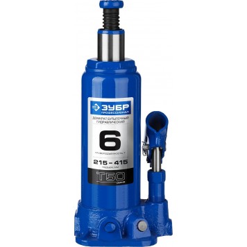 43060-6_z01 | Домкрат гидравлический бутылочный, 6т, 215-415мм, ЗУБР T50-6