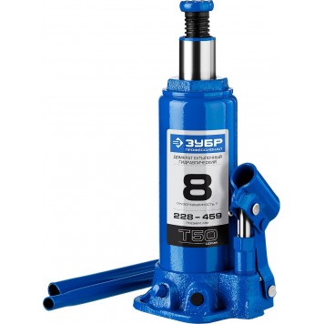 43060-8_z01 | Домкрат гидравлический бутылочный, 8т, 228-459мм, ЗУБР T50-0