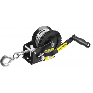 43112-0.7 | Лебедка ручная барабанная тяговая, тросовая, 0,7т, 8м, STAYER MASTER-0
