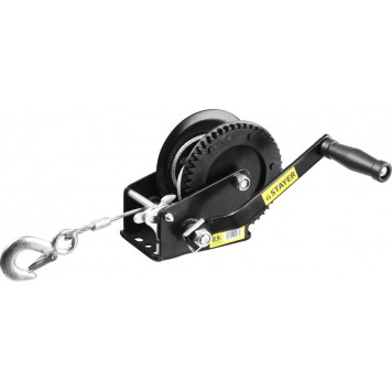43112-0.9 | Лебедка ручная барабанная тяговая, тросовая, 0,9т, 8м, STAYER MASTER-0