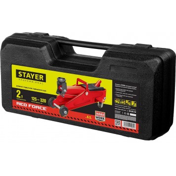 43152-2-K | Домкрат гидравлический подкатной, 2т, 125-320мм, в кейсе, STAYER RED FORCE-4