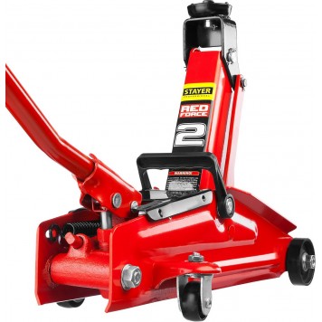 43153-2-K | Домкрат гидравлический подкатной, 2т, 130-350мм, в кейсе, STAYER RED FORCE-6