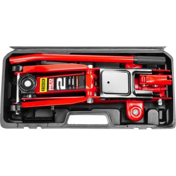 43153-2-K | Домкрат гидравлический подкатной, 2т, 130-350мм, в кейсе, STAYER RED FORCE-11