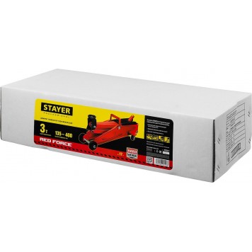 43154-3 | Домкрат гидравлический подкатной, 3т, 135-400мм, STAYER RED FORCE-4