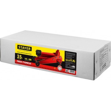 43155-3.5 | Домкрат гидравлический подкатной, с педалью, 3,5т, 145-500мм, STAYER RED FORCE-4