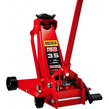 43155-3.5 | Домкрат гидравлический подкатной, с педалью, 3,5т, 145-500мм, STAYER RED FORCE-5