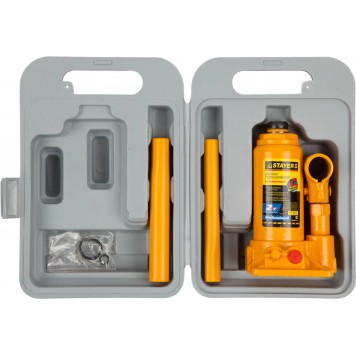 43160-2-K | Домкрат гидравлический бутылочный, в кейсе, 2т, 148-278мм, STAYER PROFI-1