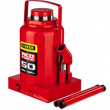 43160-50_z01 | Домкрат гидравлический бутылочный, 50т, 300-480 мм, STAYER RED FORCE-7