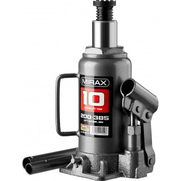 43260-10 | Домкрат гидравлический бутылочный, 10т, 200-385 мм, MIRAX-0