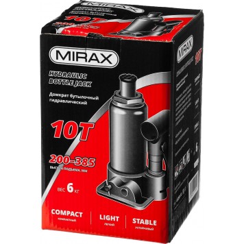 43260-10 | Домкрат гидравлический бутылочный, 10т, 200-385 мм, MIRAX-3