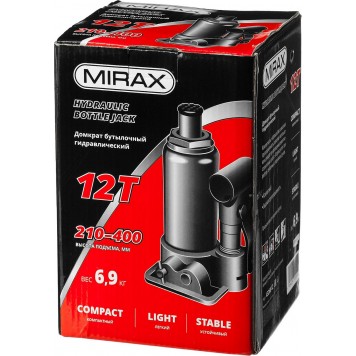 43260-12 | Домкрат гидравлический бутылочный, 12т, 210-400 мм, MIRAX-3