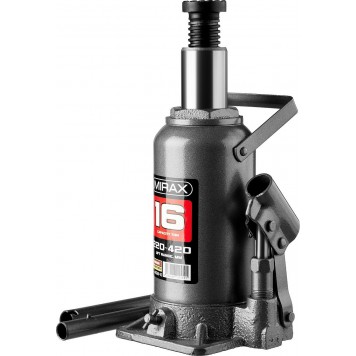 43260-16 | Домкрат гидравлический бутылочный, 16т, 220-420 мм, MIRAX-0