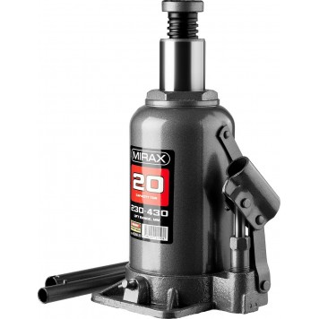 43260-20 | Домкрат гидравлический бутылочный, 20т, 230-430 мм, MIRAX-0