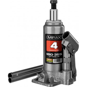 43260-4 | Домкрат гидравлический бутылочный, 4т, 180-355 мм, MIRAX-0
