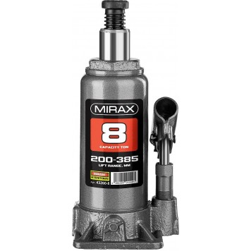 43260-8 | Домкрат гидравлический бутылочный, 8т, 200-385 мм, MIRAX-5