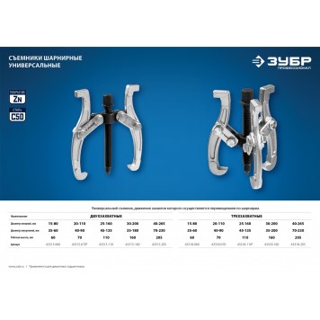 43315-205 | Съемник шарнирный 2-захватный, 205 мм, ЗУБР ПРОФЕССИОНАЛ-4