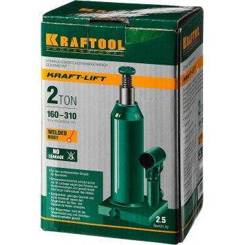 43462-2_z01 | Домкрат гидравлический бутылочный, сварной, 2т, 160-310мм, KRAFTOOL KRAFT-LIFT-4
