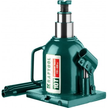 43463-10 | Домкрат гидравлический бутылочный, сварной, телескопический, 10т, 170-430мм, KRAFTOOL DOUBLE RAM-0