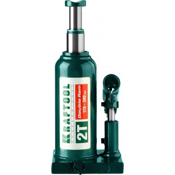 43463-2 | Домкрат гидравлический бутылочный, сварной, телескопический, 2т, 170-380мм, KRAFTOOL DOUBLE RAM-6