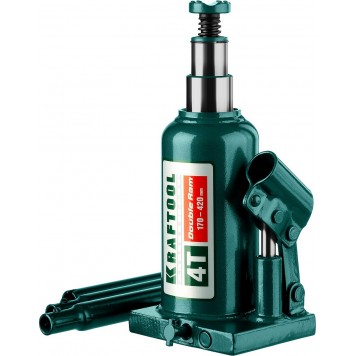 43463-4 | Домкрат гидравлический бутылочный, сварной, телескопический, 4т, 170-420мм, KRAFTOOL DOUBLE RAM-0