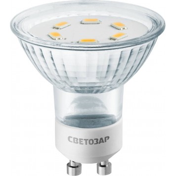 44560-25 | Лампы светодиодные "LED technology", цоколь GU10, теплый белый свет (3000К), 230В, 3Вт (25), СВЕТОЗАР-0