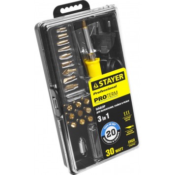 45227 | Прибор для выжигания, 3в1, с набором насадок 20шт, STAYER PROFESSIONAL-1