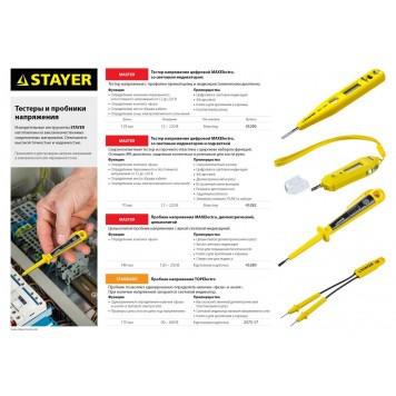 45282 | Тестер напряжения "МASTER" цифровой со световым индикатором, 12-220В, 70мм, STAYER-1