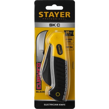 45409 | Нож монтерский, складной, изогнутое лезвие, STAYER SK-С-2