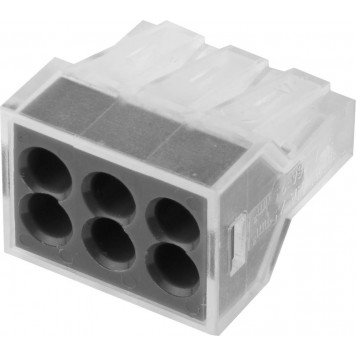 49170-6 | Клемма соединительная, 6-и проводная, 400В, 24А, 0,75-2,5мм2, 2шт, СВЕТОЗАР-0