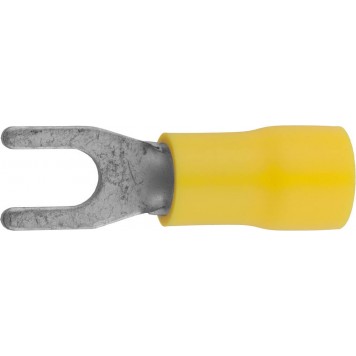 49420-60 | Наконечник для кабеля, изолированный, с вилкой, желтый, вн. d 4,3мм, под болт 8мм, провод 4-6мм2, 48А, 10шт, СВЕТОЗАР-0