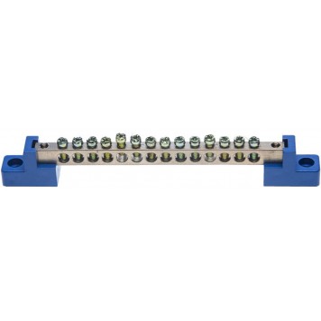 49808-14 | Шина нулевая на 2-х угловых изоляторах, макс. ток 100А, 5мм, 14 отв., СВЕТОЗАР-0