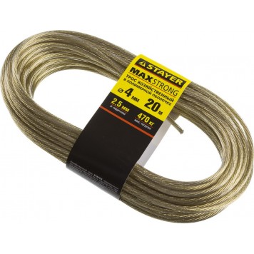 50145-4 | Трос хозяйственный стальной в полимерной оболочке, 20 метров, 4,0мм, STAYER MASTER-2