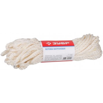 50206 | Веревка капроновая, d=6,0 мм, 20 м, 375 кгс, 12,5 ктекс, ЗУБР МАСТЕР-0