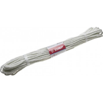 50210-06 | Фал капроновый, d=6,0 мм, 20 м, 650 кгс, 20,5 ктекс, ЗУБР МАСТЕР-0