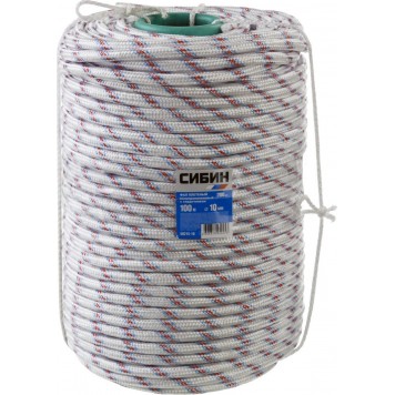 50215-10 | Фал плетёный полипропиленовый 24-прядный с полипропиленовым сердечником, диаметр 10 мм, бухта 100 м, 700 кгс, СИБИН-2
