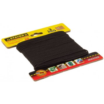 50411-03-020 | Шнур хозяйственно-бытовой, полипропиленовый, вязанный, с сердечником, черный, d 3, 20м, STAYER MASTER-0