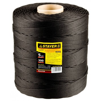 50411-05-700 | Шнур хозяйственно-бытовой, полипропиленовый, вязанный, с сердечником, черный, d 5, катушка 700м, STAYER MASTER-0