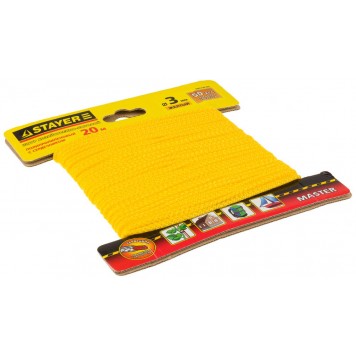 50414-03-020 | Шнур хозяйственно-бытовой, полипропиленовый, вязанный, с сердечником, желтый, d 3, 20м, STAYER MASTER-0