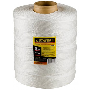 50420-05-700 | Шнур хозяйственно-бытовой, полипропиленовый, вязанный, без сердечника, белый, d 5, катушка 700м, STAYER STANDARD-0