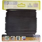 Шнур хозяйственно-бытовой, полипропиленовый, вязанный, без сердечника, черный, d 5, 20м, STAYER 50421-05-020