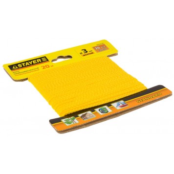 50424-03-020 | Шнур хозяйственно-бытовой, полипропиленовый, вязанный, без сердечника, желтый, d 3, 20м, STAYER STANDARD-0